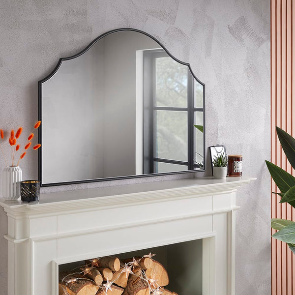 Arcus Black Overmantle Mirror
