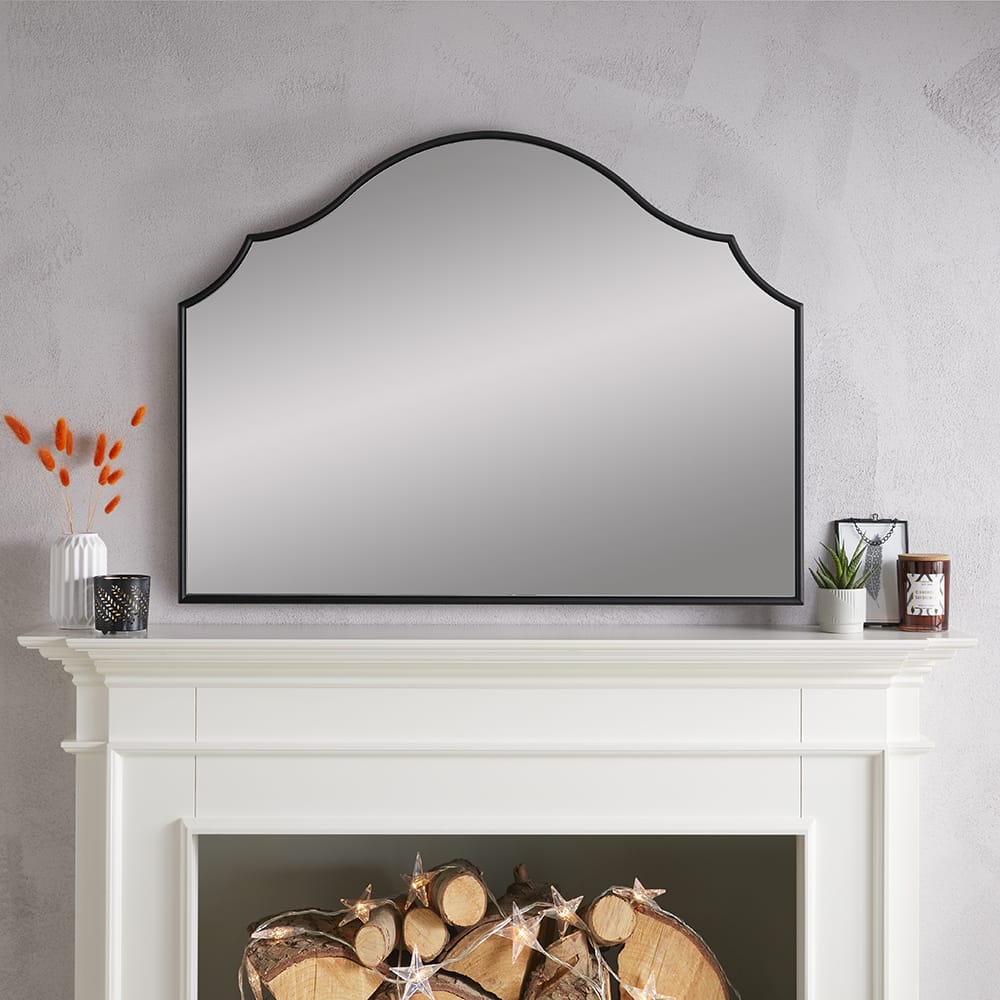 Arcus Black Overmantle Mirror