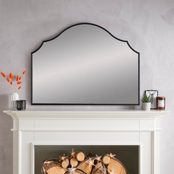 Arcus Black Overmantle Mirror