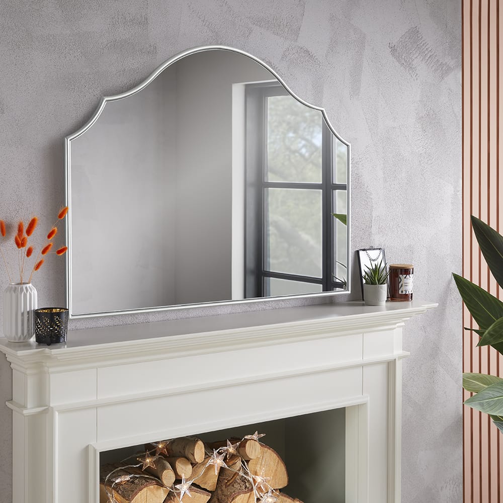 Arcus Silver Overmantle Mirror