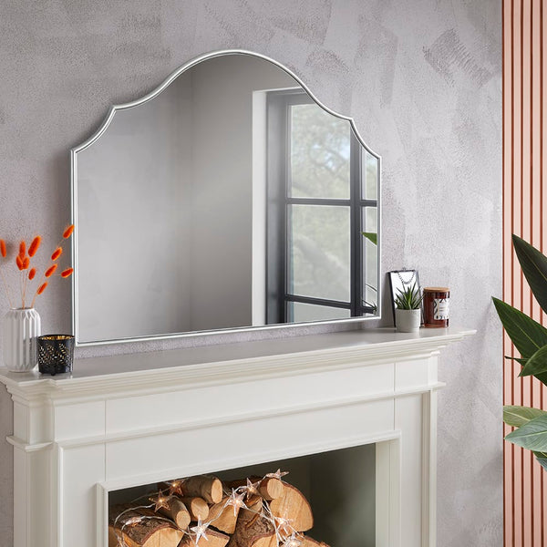 Arcus Silver Overmantle Mirror