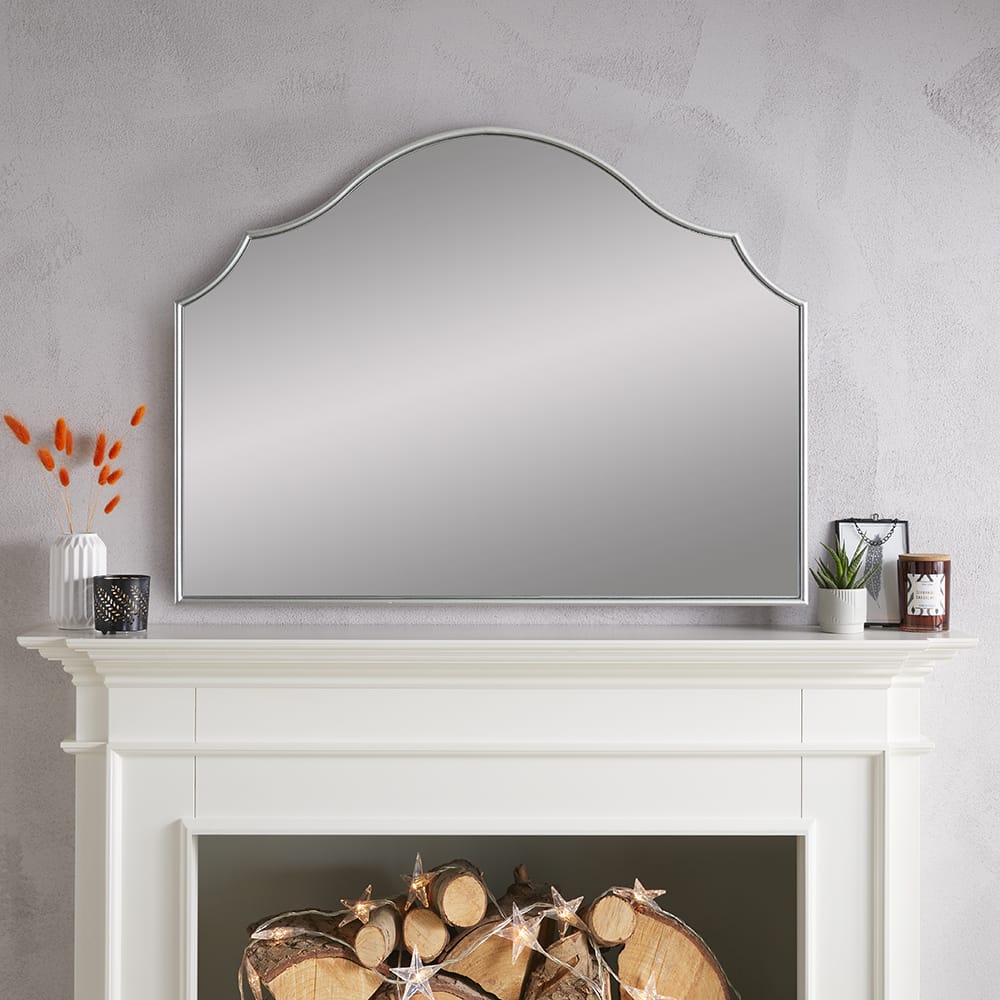 Arcus Silver Overmantle Mirror