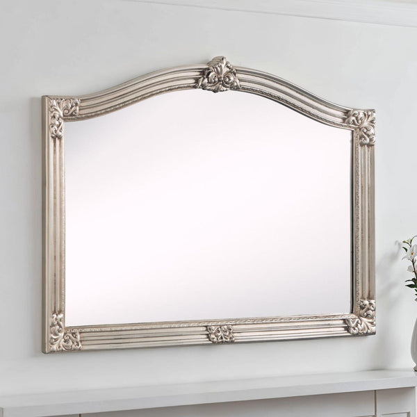 Kensington Antique Overmantle Mirror - Silver