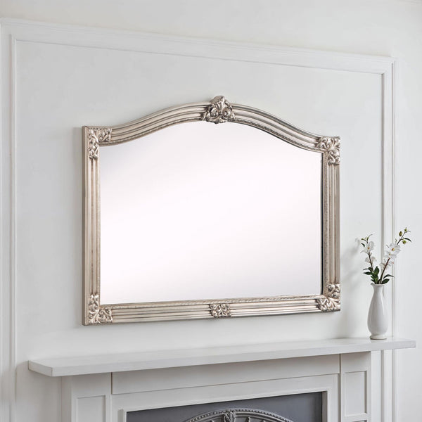 Kensington Antique Overmantle Mirror - Silver