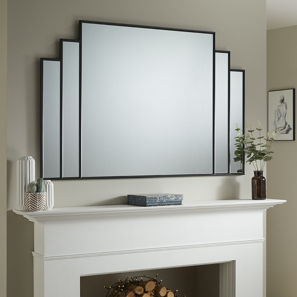 Charleston Black Overmantle Mirror