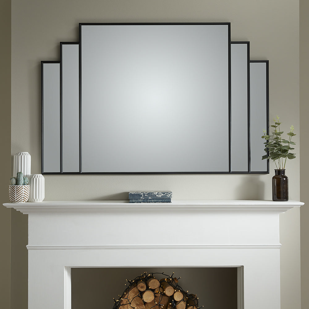 Charleston Black Overmantle Mirror