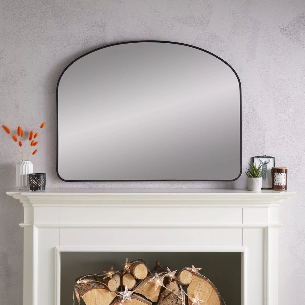 Liberty Black Metal Framed Overmantle Mirror H 89cm x W 116cm
