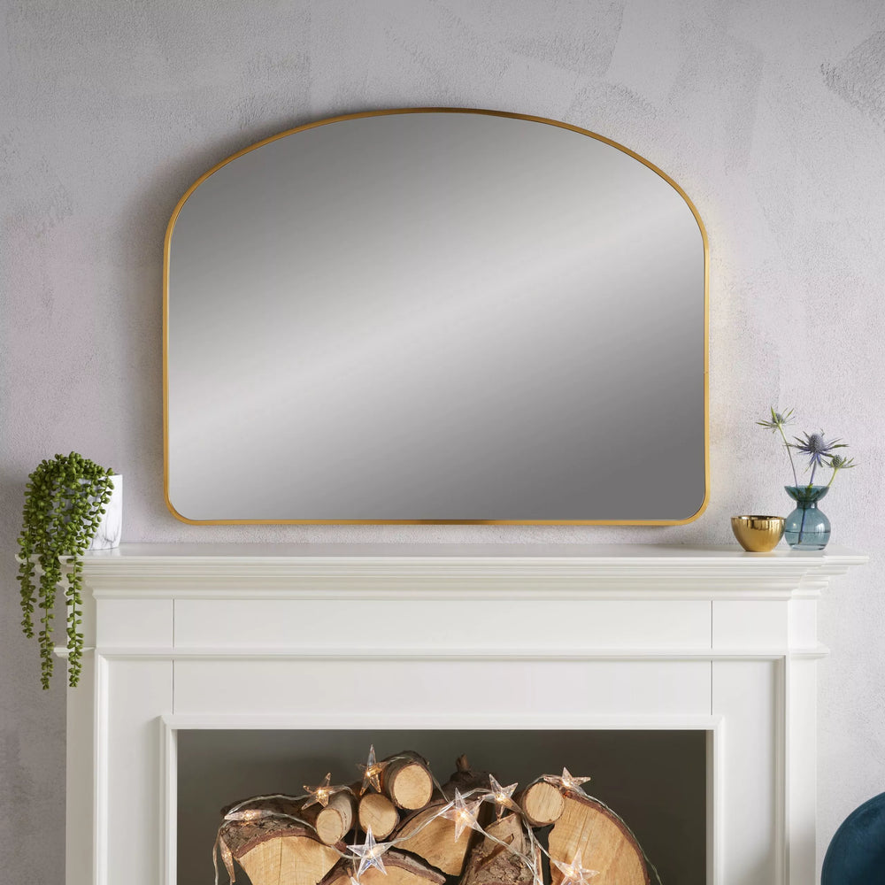 Liberty Brushed Gold Overmantle Mirror H 89cm x W 116cm