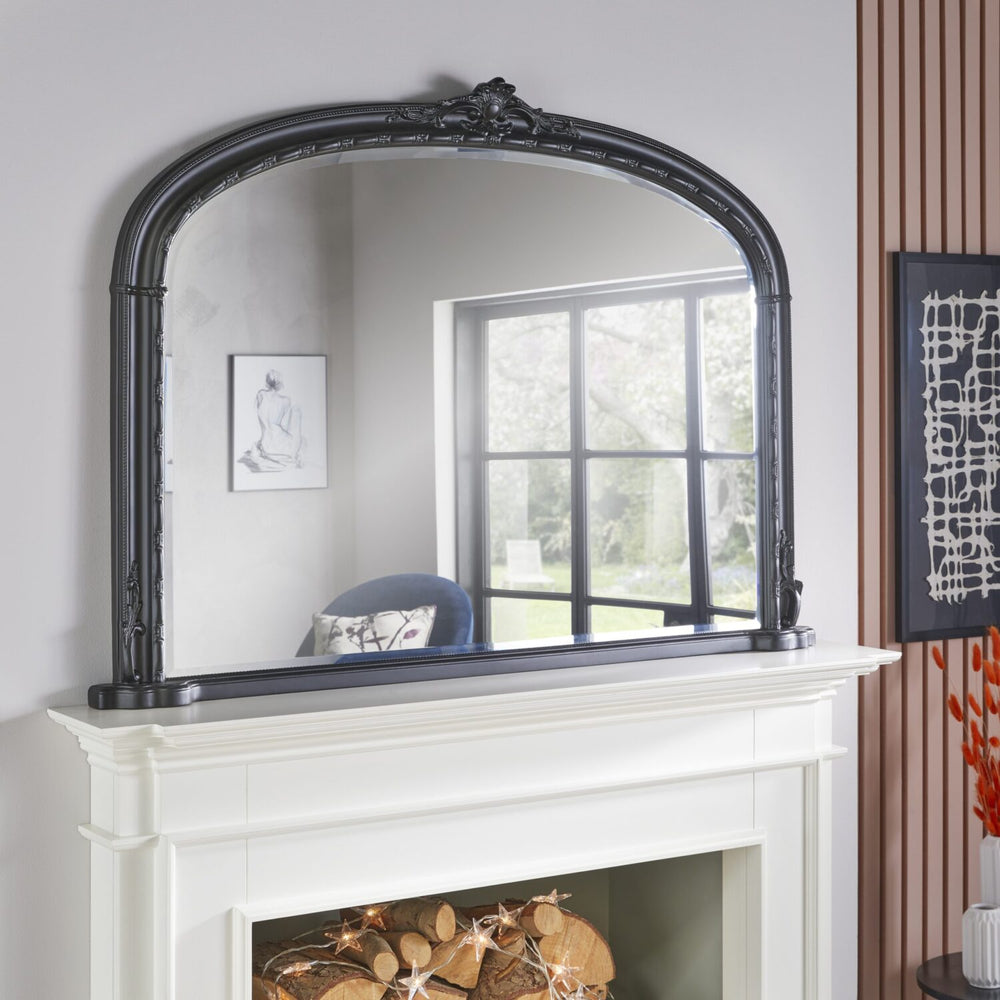 Mayfair Black Overmantle Mirror