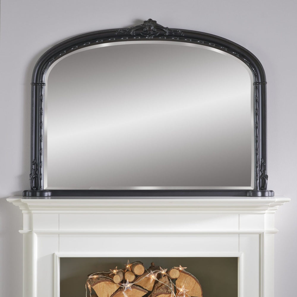 Mayfair Black Overmantle Mirror