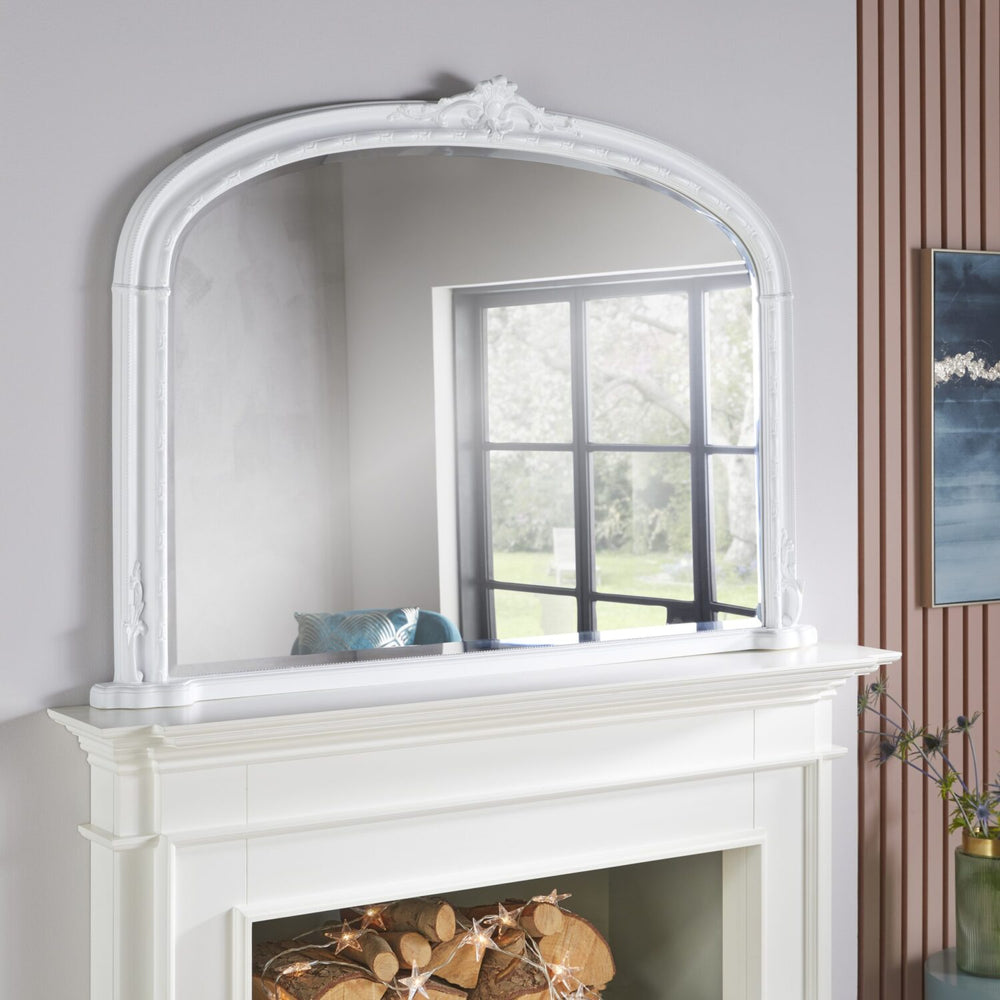 Mayfair White Overmantle Mirror
