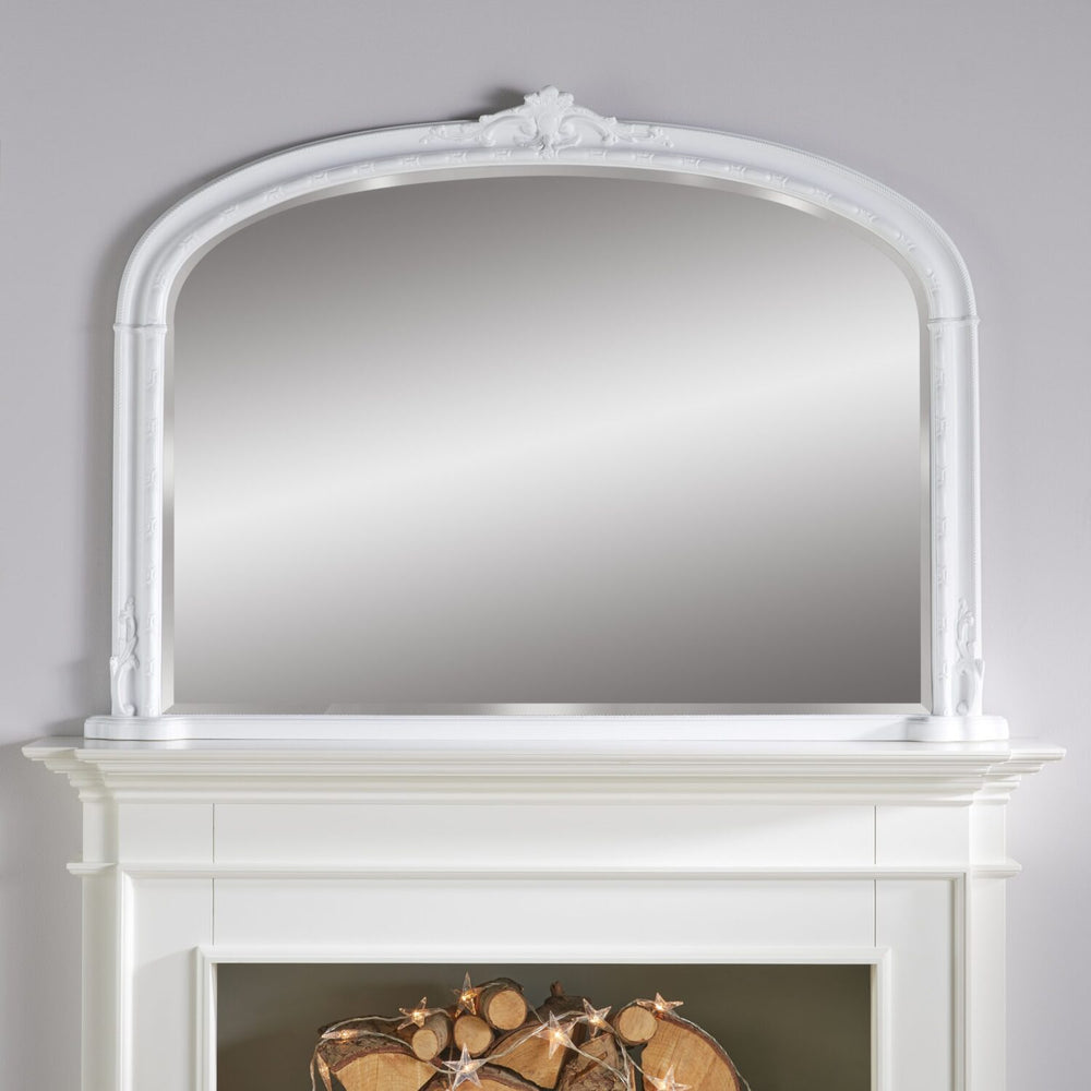 Mayfair White Overmantle Mirror