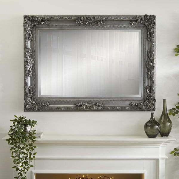 Carved Louis Silver Mirror