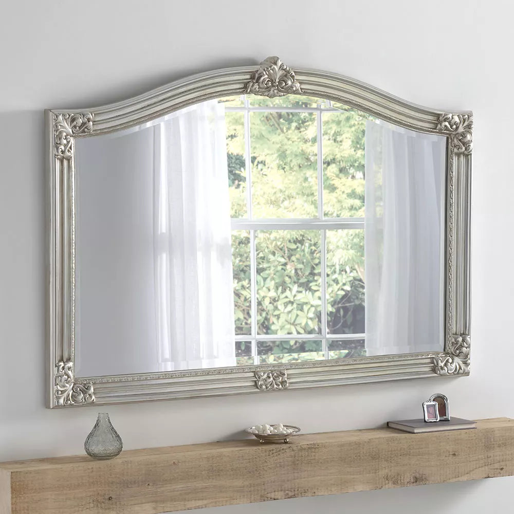 Kensington Antique Overmantle Mirror - Silver
