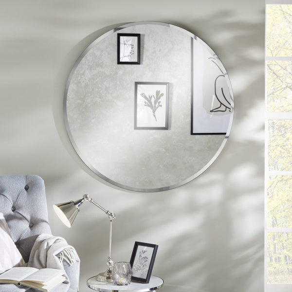 Simplistic Bevelled Round Mirror 100cm