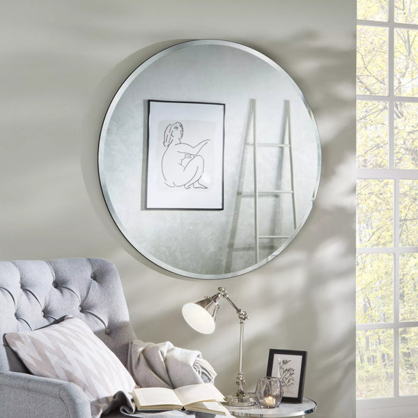 Simplistic Bevelled Round Mirror 100cm