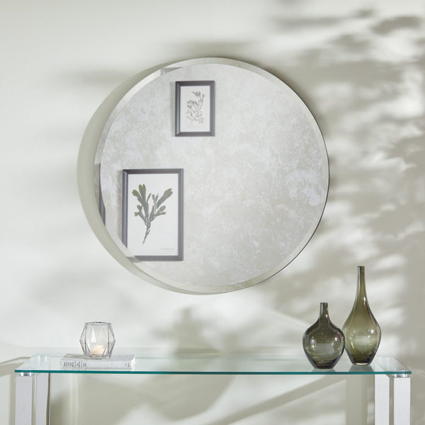 Simplistic Bevelled Round Mirror 80cm