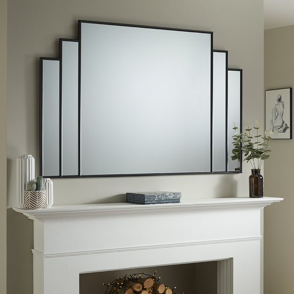 Charleston Black Overmantle Mirror