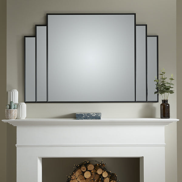 Charleston Black Overmantle Mirror