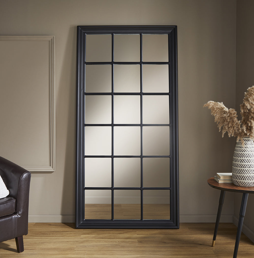 Cambridge Black Window Mirror 180cm x 90cm