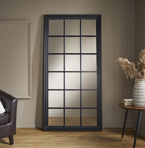 Cambridge Black Window Mirror 180cm x 90cm