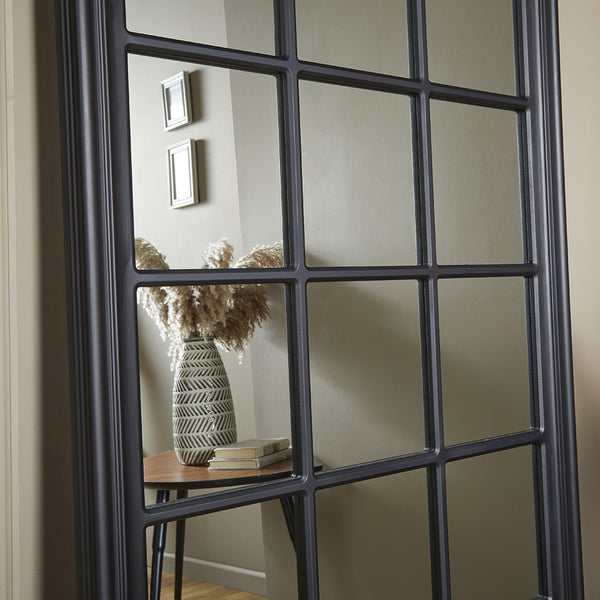 Cambridge Black Window Mirror 180cm x 90cm