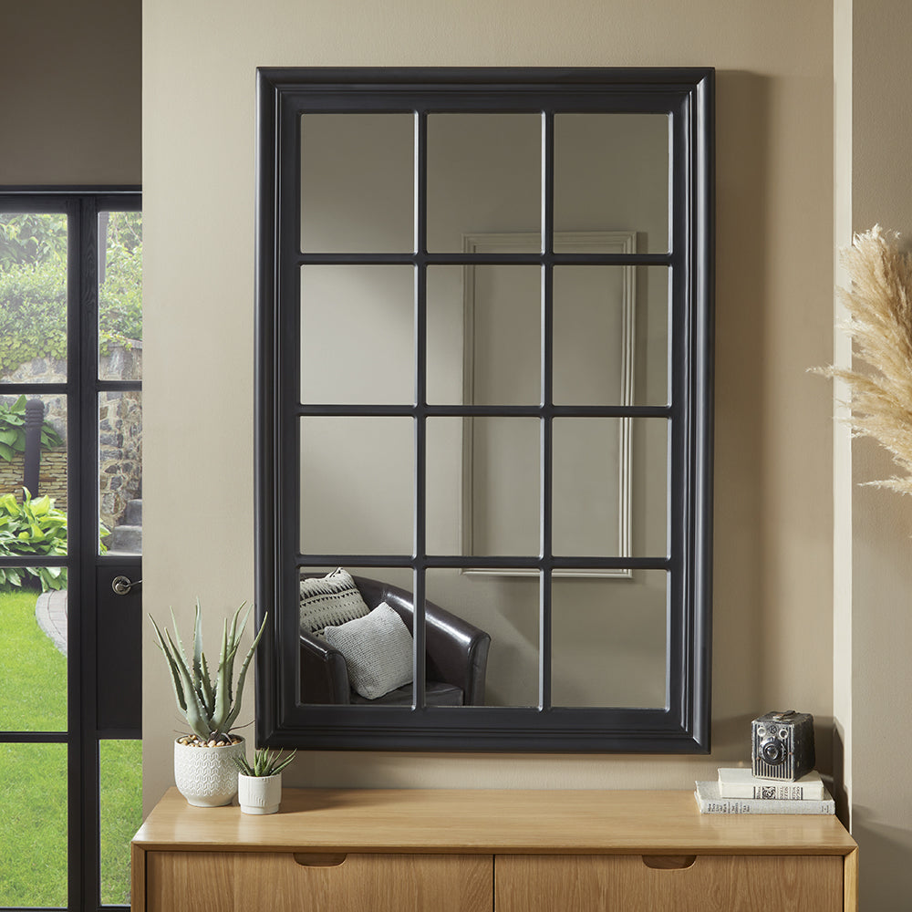 Cambridge Black Window Mirror 120cm x 80cm