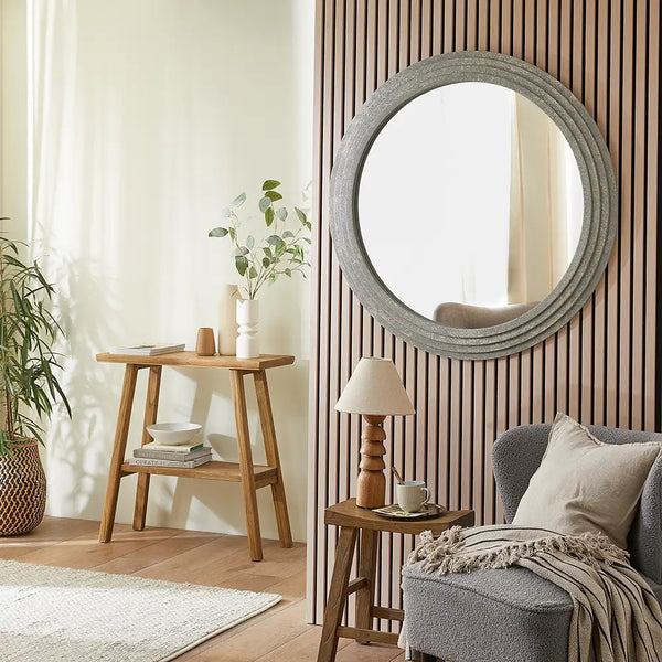 Delphi Stone Effect Round Mirror - 100cm