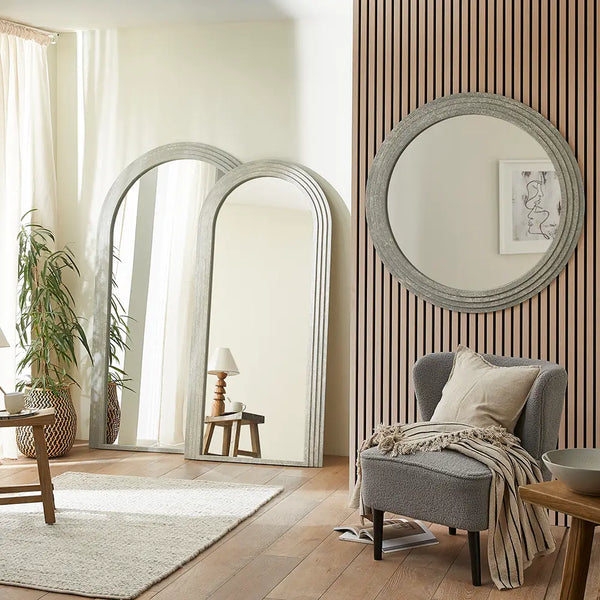 Delphi Stone Effect Round Mirror - 100cm