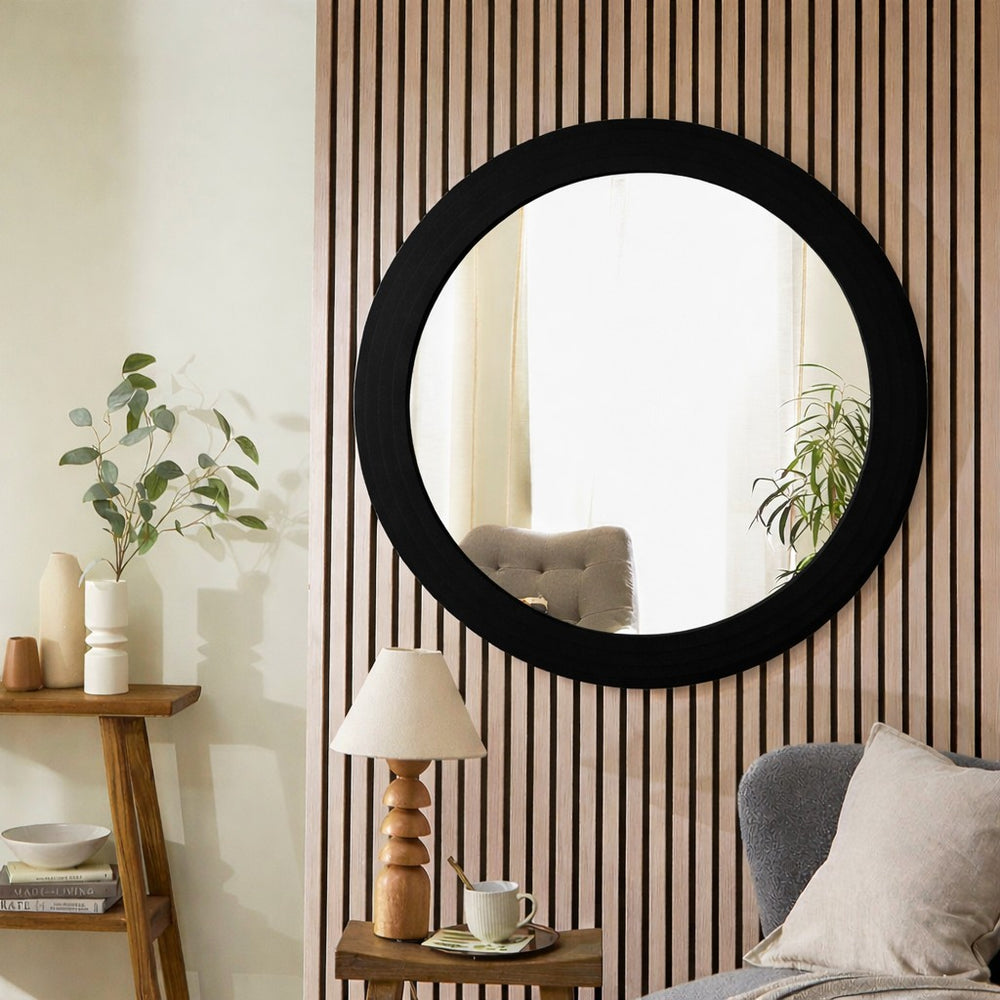 Delphi Black Round Mirror - 100cm