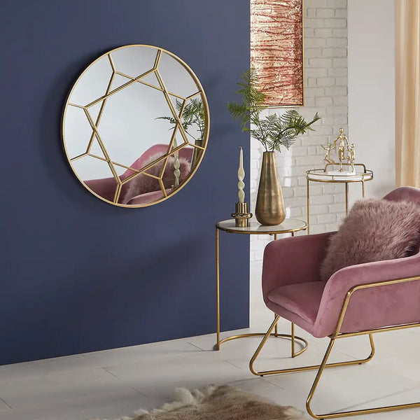 Athena Gold Round Wall Mirror 80cm