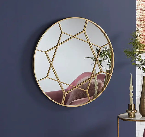 Athena Gold Round Wall Mirror 80cm