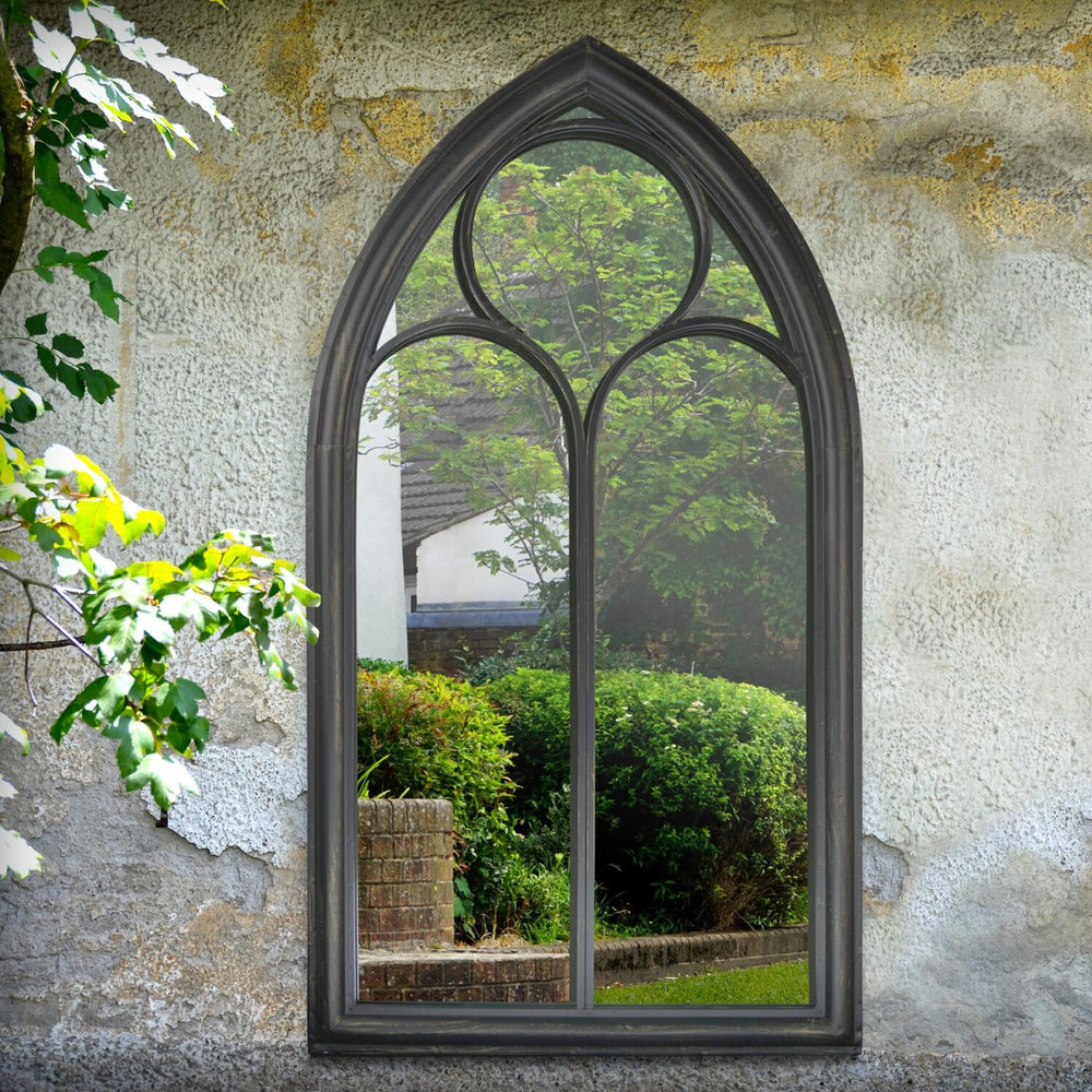 Arched Black Garden Mirror