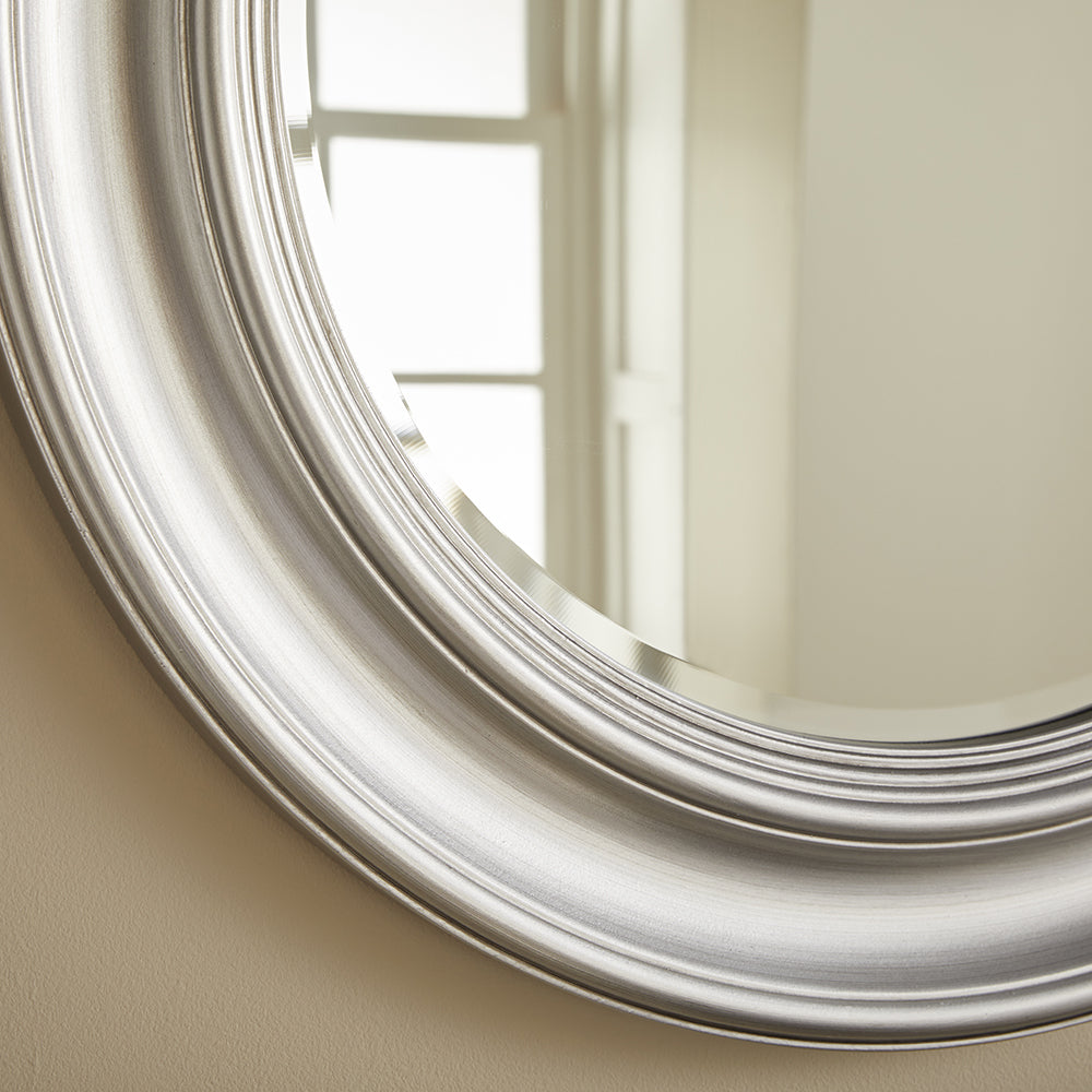Hamilton Silver Round Wall Mirror