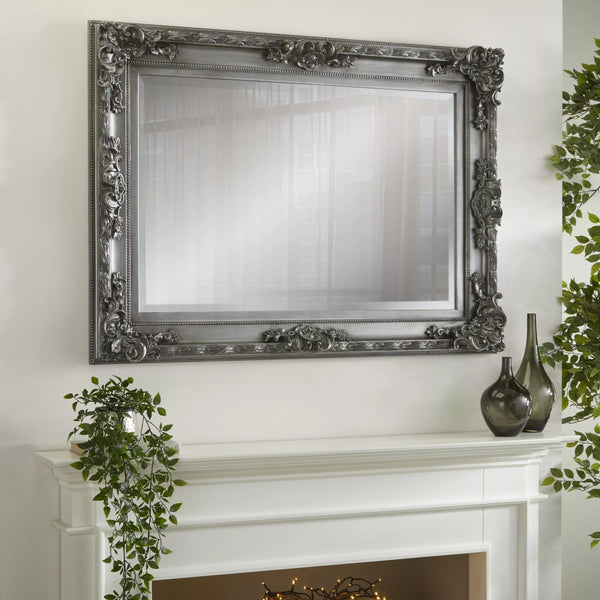 Carved Louis Silver Mirror
