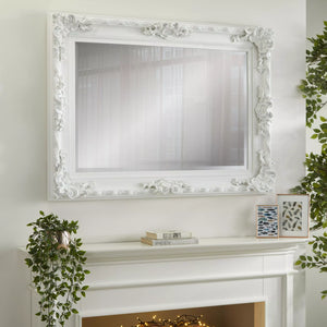 Carved Louis White Mirror