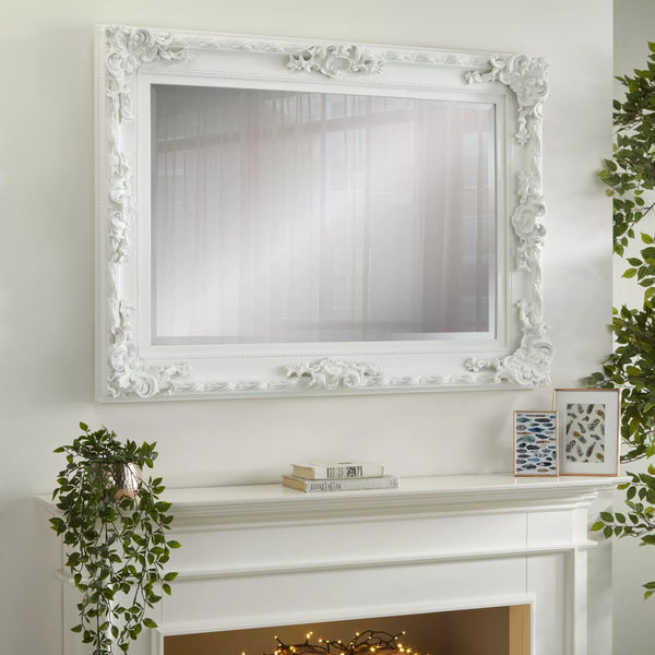 Carved Louis White Mirror
