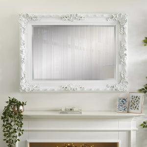 Carved Louis White Mirror
