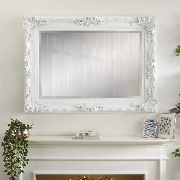 Carved Louis White Mirror