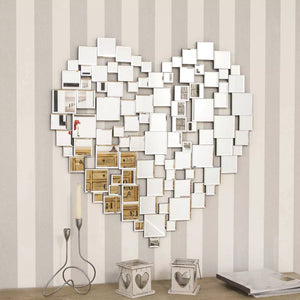 All Glass Heart Shaped Mirror